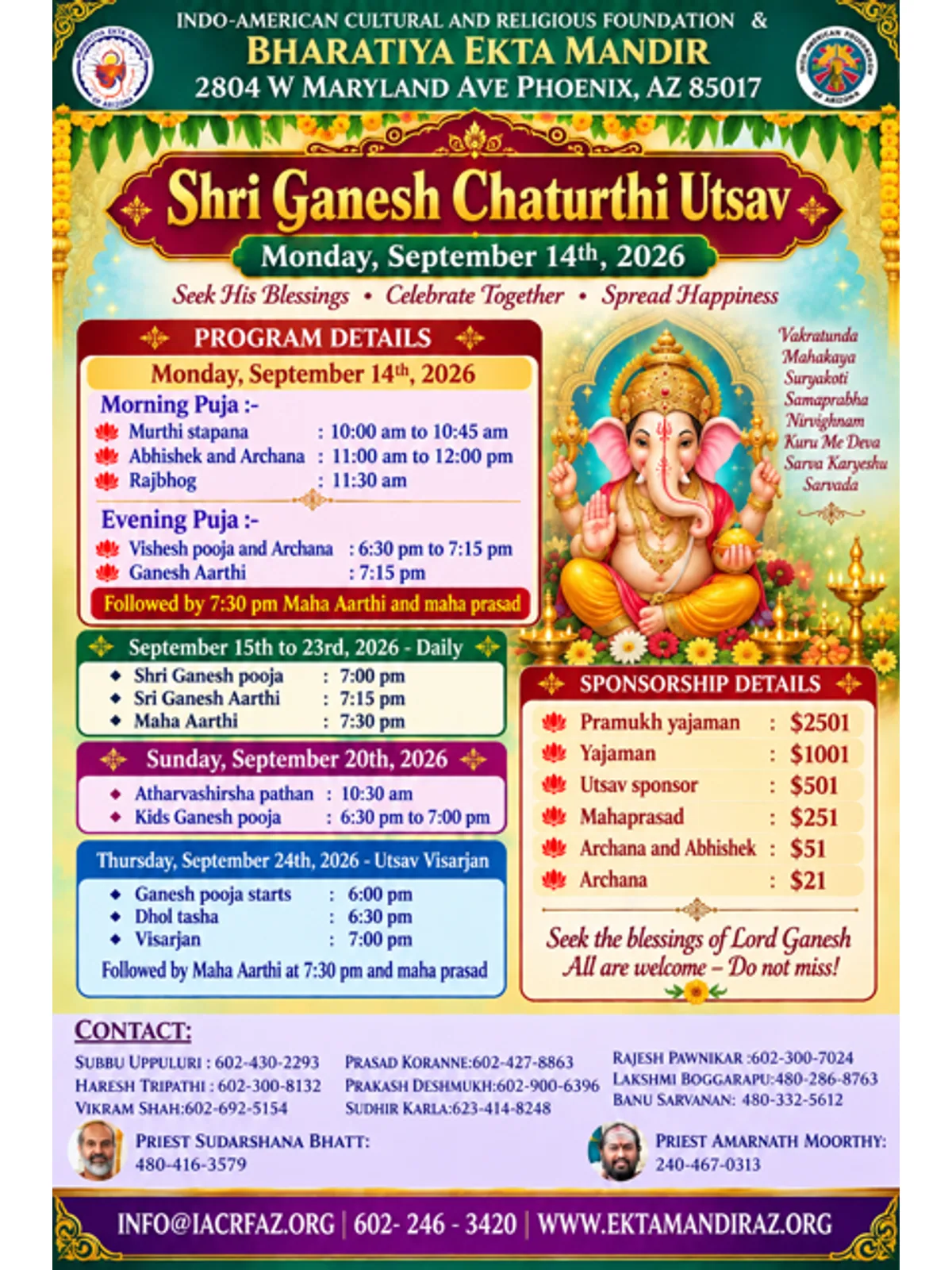 Shri Ganesh Chaturthi Festival